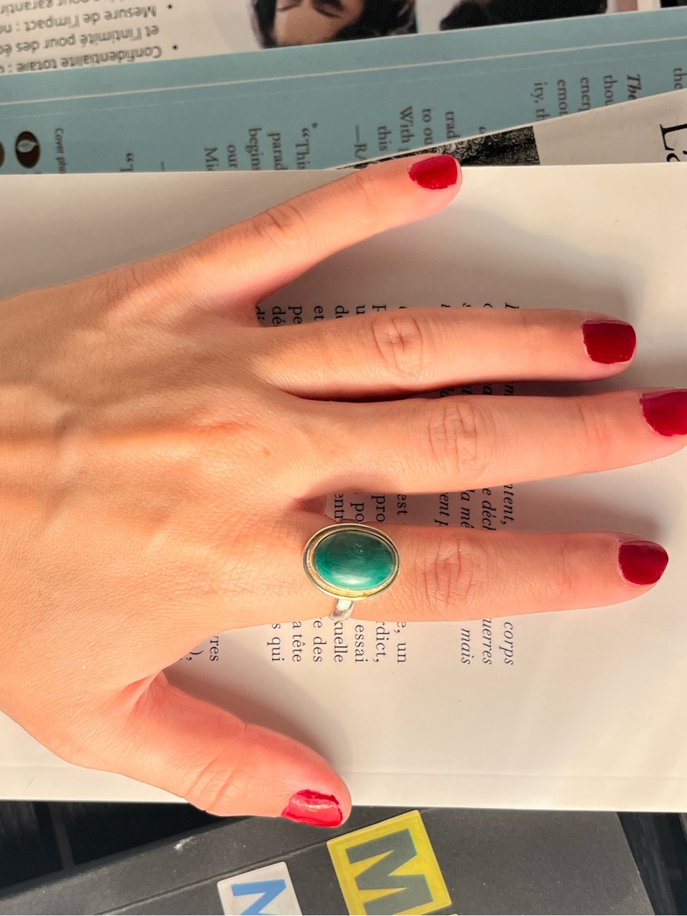 Natural Green Onyx Stone Silver Sterling Ring
